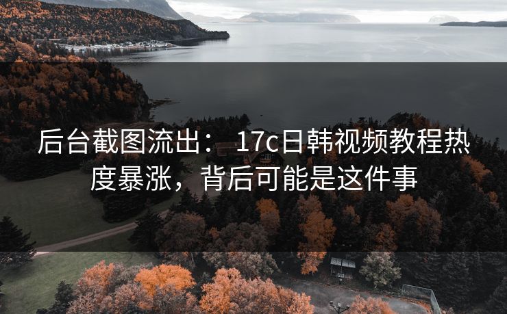 后台截图流出： 17c日韩视频教程热度暴涨，背后可能是这件事  第1张